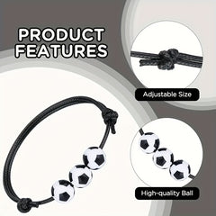 Sports Charm Bracelets Set of 12 or 20, Adjustable Beaded Ball Bracelets