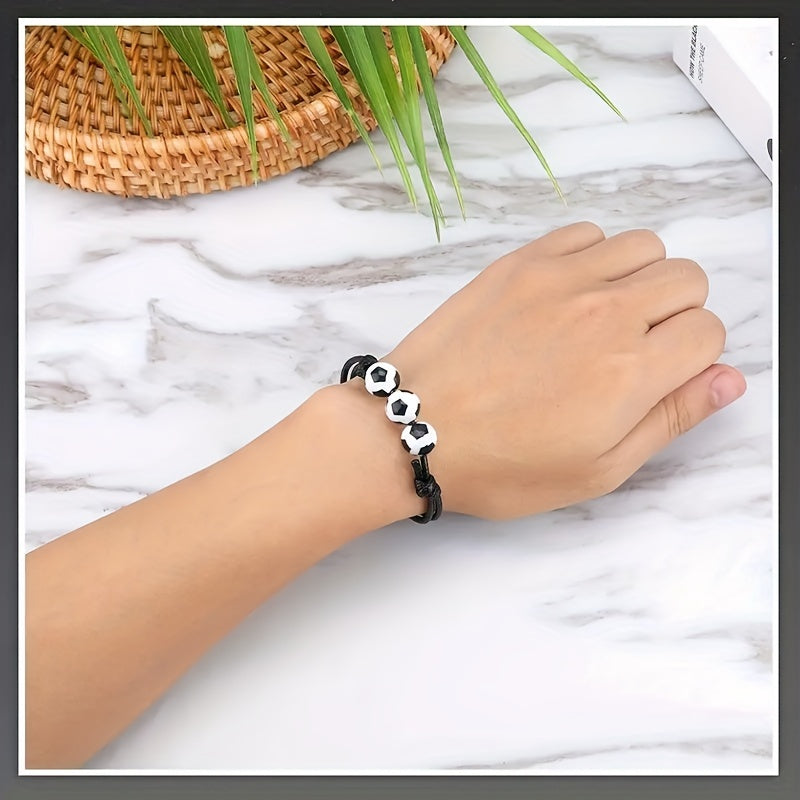 Sports Charm Bracelets Set of 12 or 20, Adjustable Beaded Ball Bracelets
