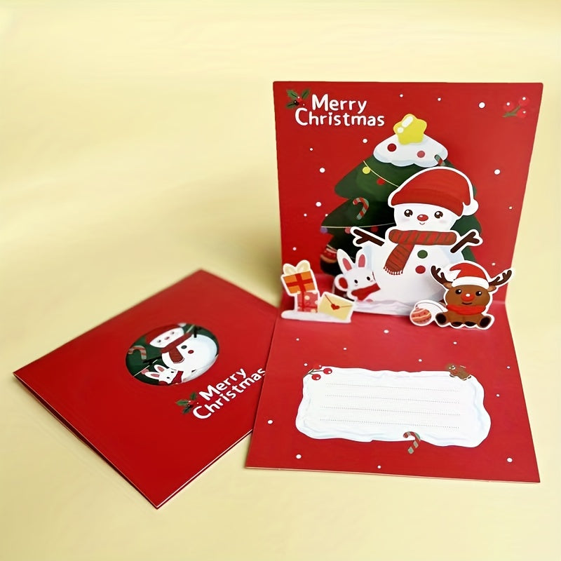 3D Folding Christmas Greeting Card Festive Decoration Home Office
