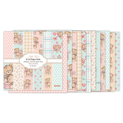 12pcs Doll Bear Scrapbook Background Paper for DIY Crafts