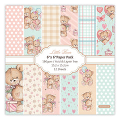 12pcs Doll Bear Scrapbook Background Paper for DIY Crafts