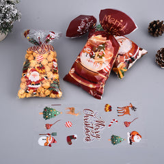 50pcs Christmas Candy Bag Snack Cookie Bag Cellophane Gift Party Candy Bag