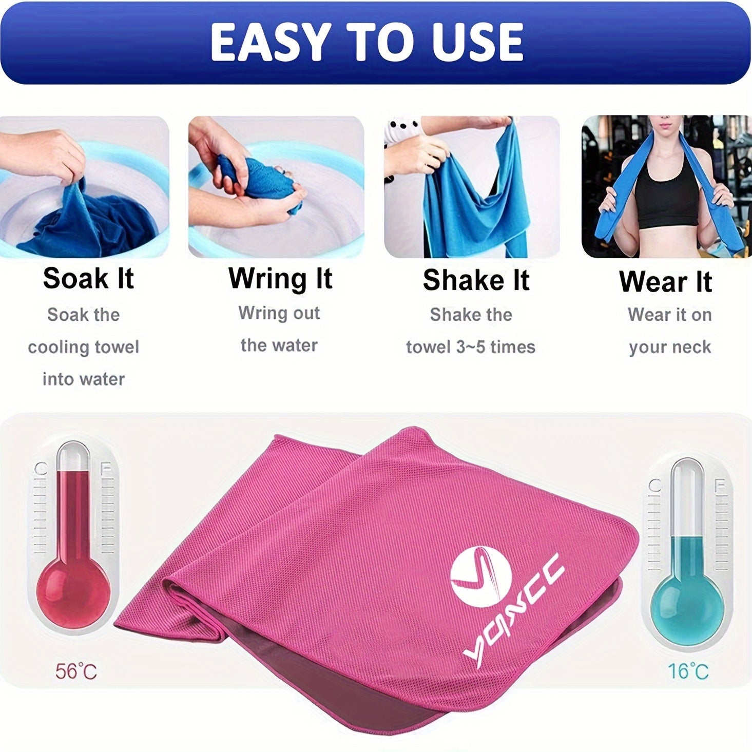 Soft Cooling Towel Microfiber Quick Drying Sports Towel 101 x 30 - Yoga Golf Gym