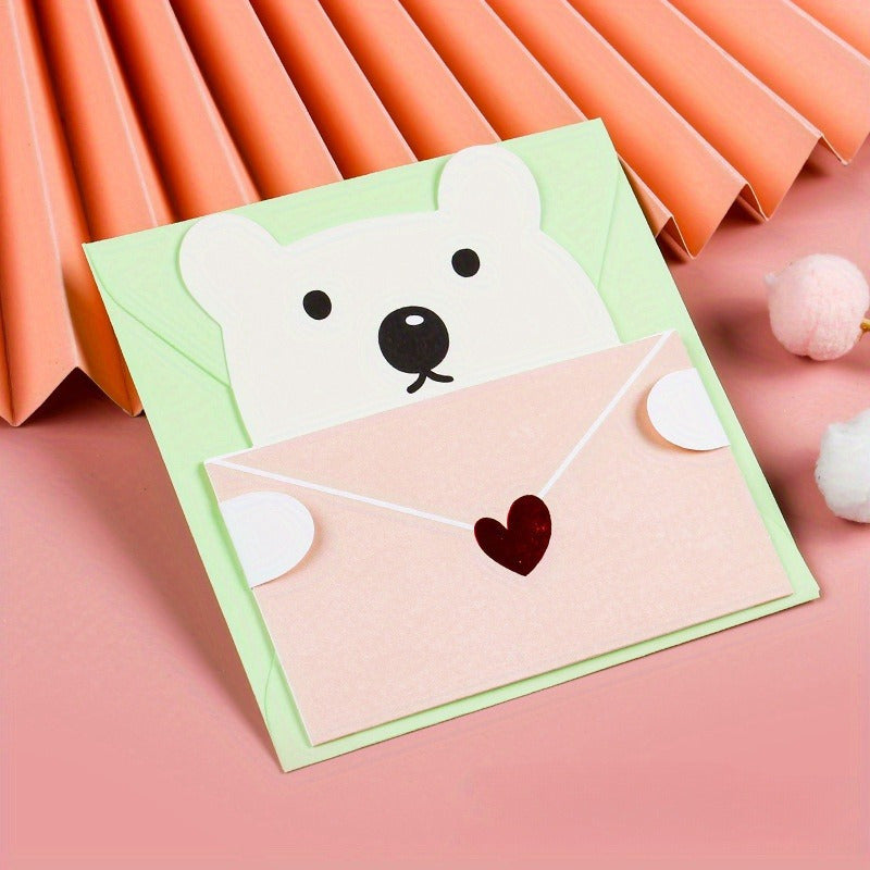 9pcs Animal Cartoon Birthday Greeting Cards Postcard