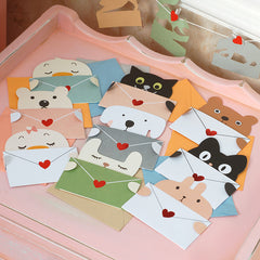 9pcs Animal Cartoon Birthday Greeting Cards Postcard