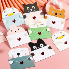 9pcs Animal Cartoon Birthday Greeting Cards Postcard