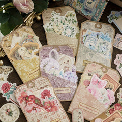 40pcs Flower Room Old Things Series Retro Small Fresh Creative Journal Decorativ