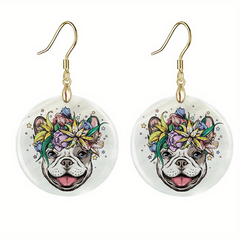 Flower & Dog Acrylic Earrings Halloween Christmas Gift