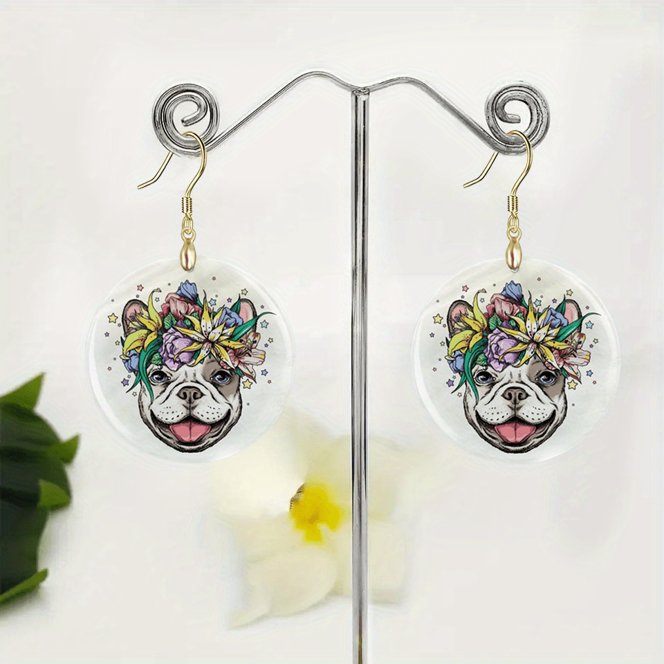 Flower & Dog Acrylic Earrings Halloween Christmas Gift