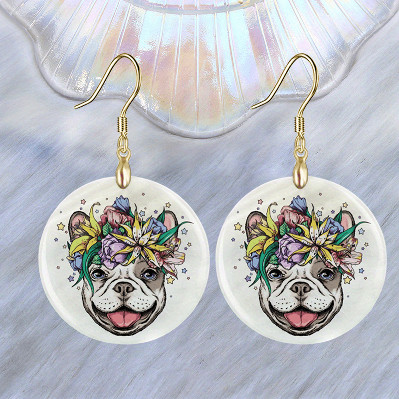 Flower & Dog Acrylic Earrings Halloween Christmas Gift