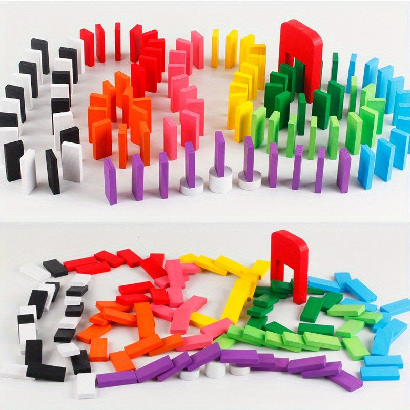Colorful Wooden Building Blocks Domino Toy