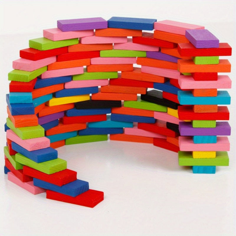 Colorful Wooden Building Blocks Domino Toy