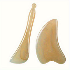 2pcs Chinese Facial Massage Tool Faux OX Horn Gua Sha Board SPA Massage