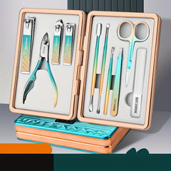 10pcs Manicure Tools Set Stainless Steel Pedicure Nail Clipper w/ Bag