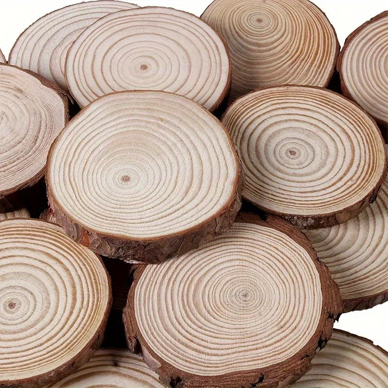 10pcs Natural Wood Round Art Thick Wood Chips Bark DIY Crafts Coasters