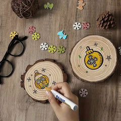 10pcs Natural Wood Round Art Thick Wood Chips Bark DIY Crafts Coasters