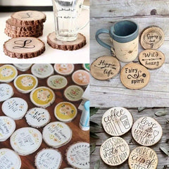 10pcs Natural Wood Round Art Thick Wood Chips Bark DIY Crafts Coasters