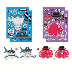 12pcs Sea Animal Puzzle DIY Stickers - Educational Student Toys