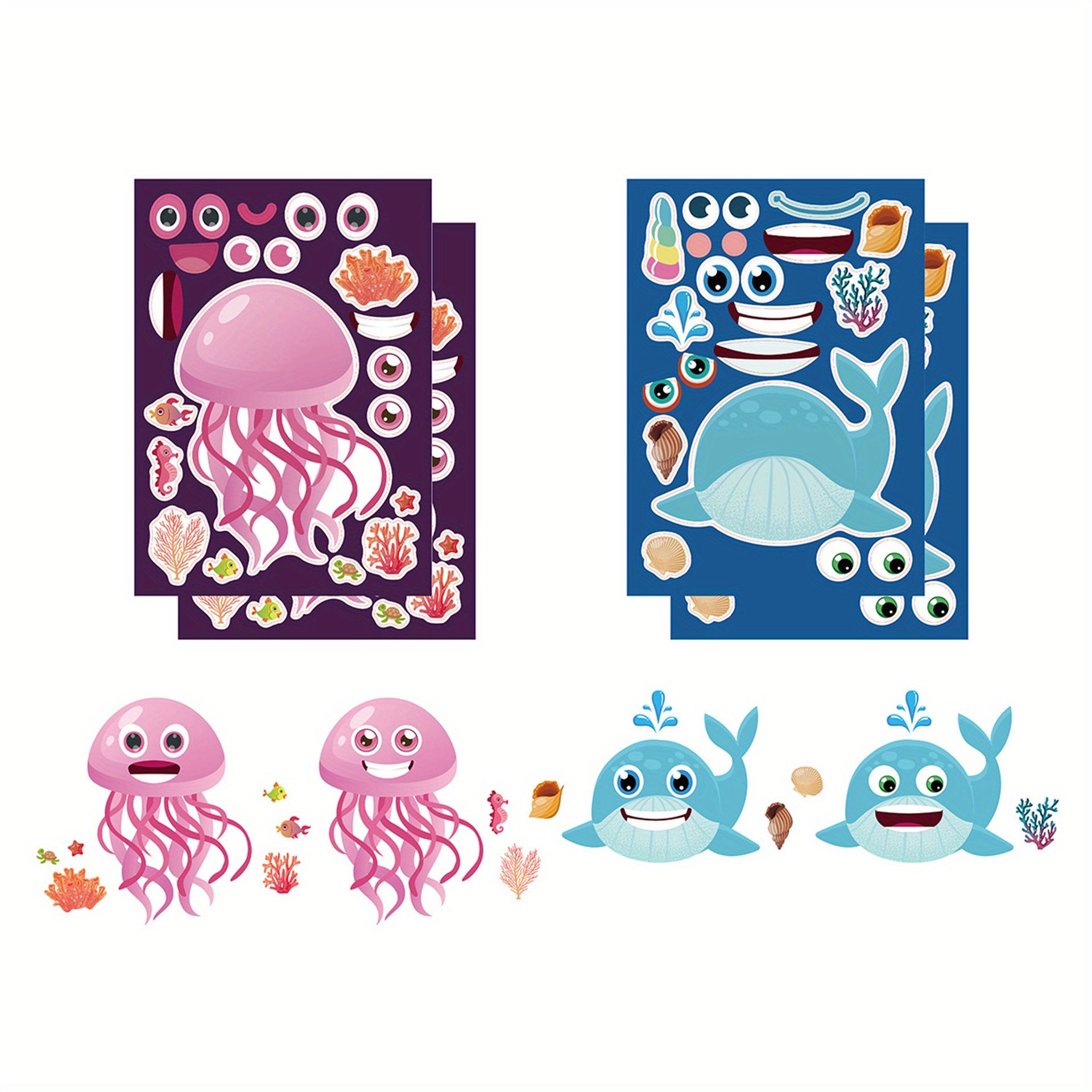 12pcs Sea Animal Puzzle DIY Stickers - Educational Student Toys