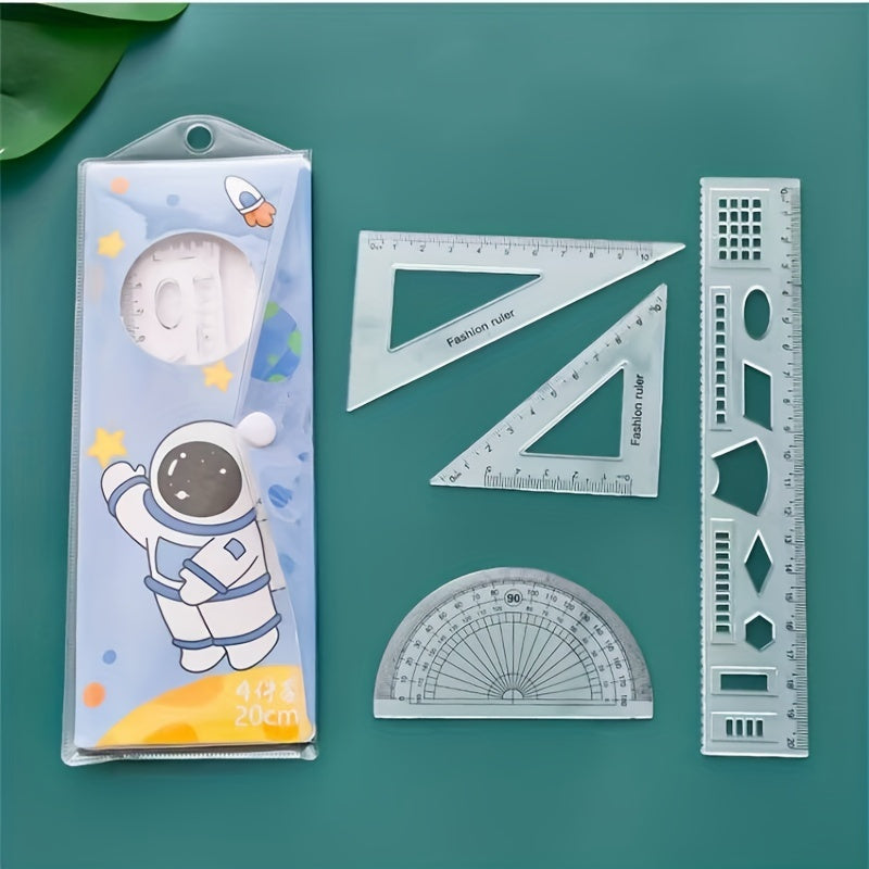 4 Piece Cartoon Acrylic Ruler Student Office Drawing Ruler