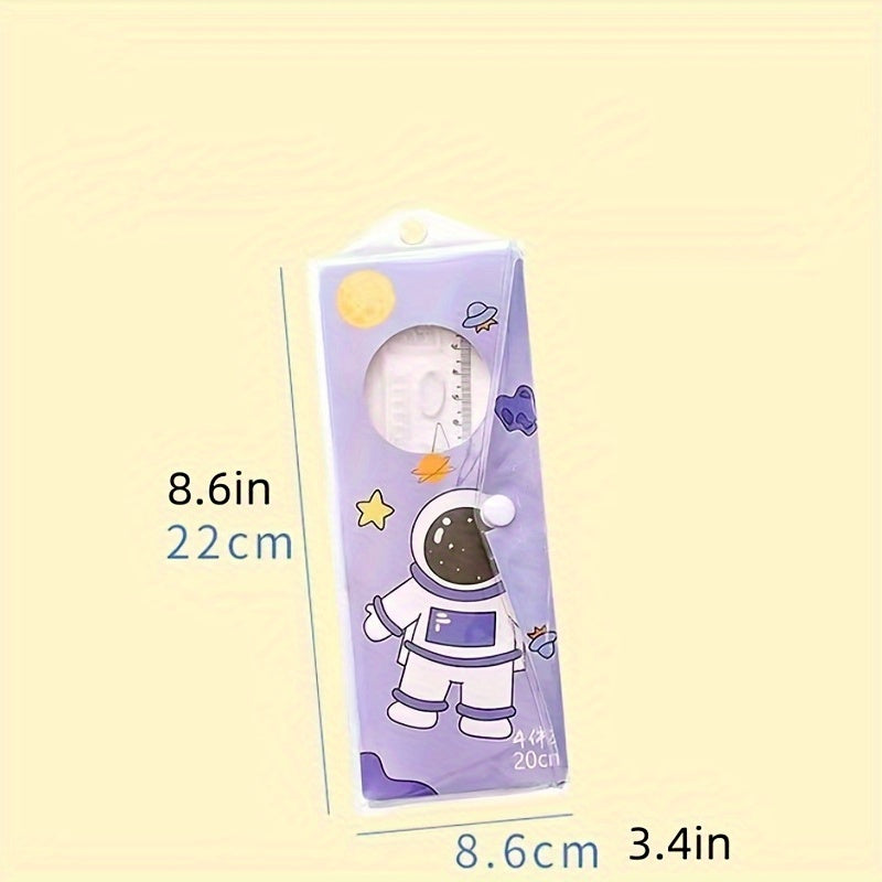 4 Piece Cartoon Acrylic Ruler Student Office Drawing Ruler