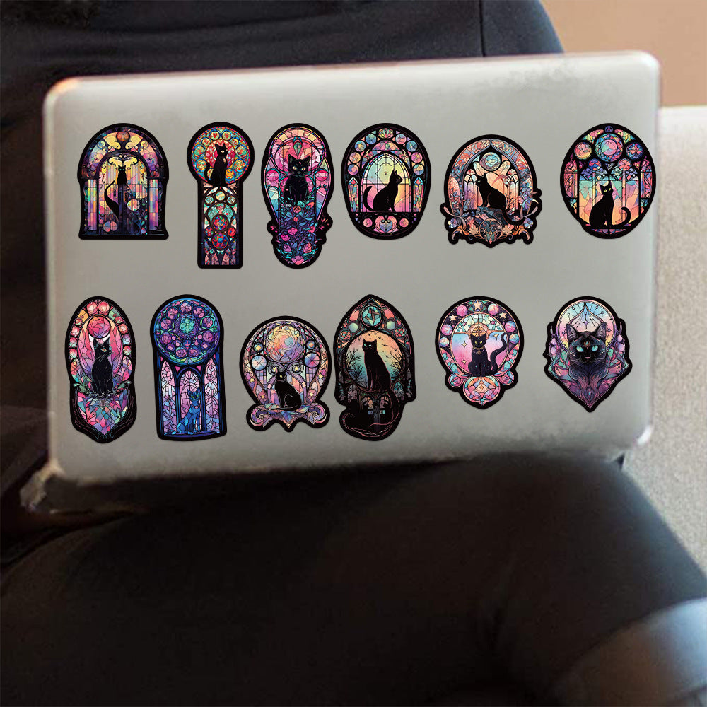 50pcs Dark Cat Stickers for Guitar Laptop Phone Waterproof Tarot Divination