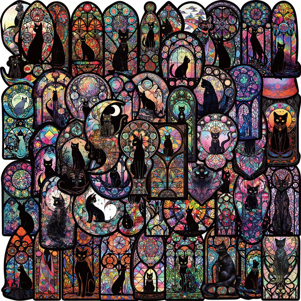 50pcs Dark Cat Stickers for Guitar Laptop Phone Waterproof Tarot Divination