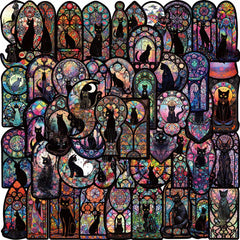 50pcs Dark Cat Stickers for Guitar Laptop Phone Waterproof Tarot Divination