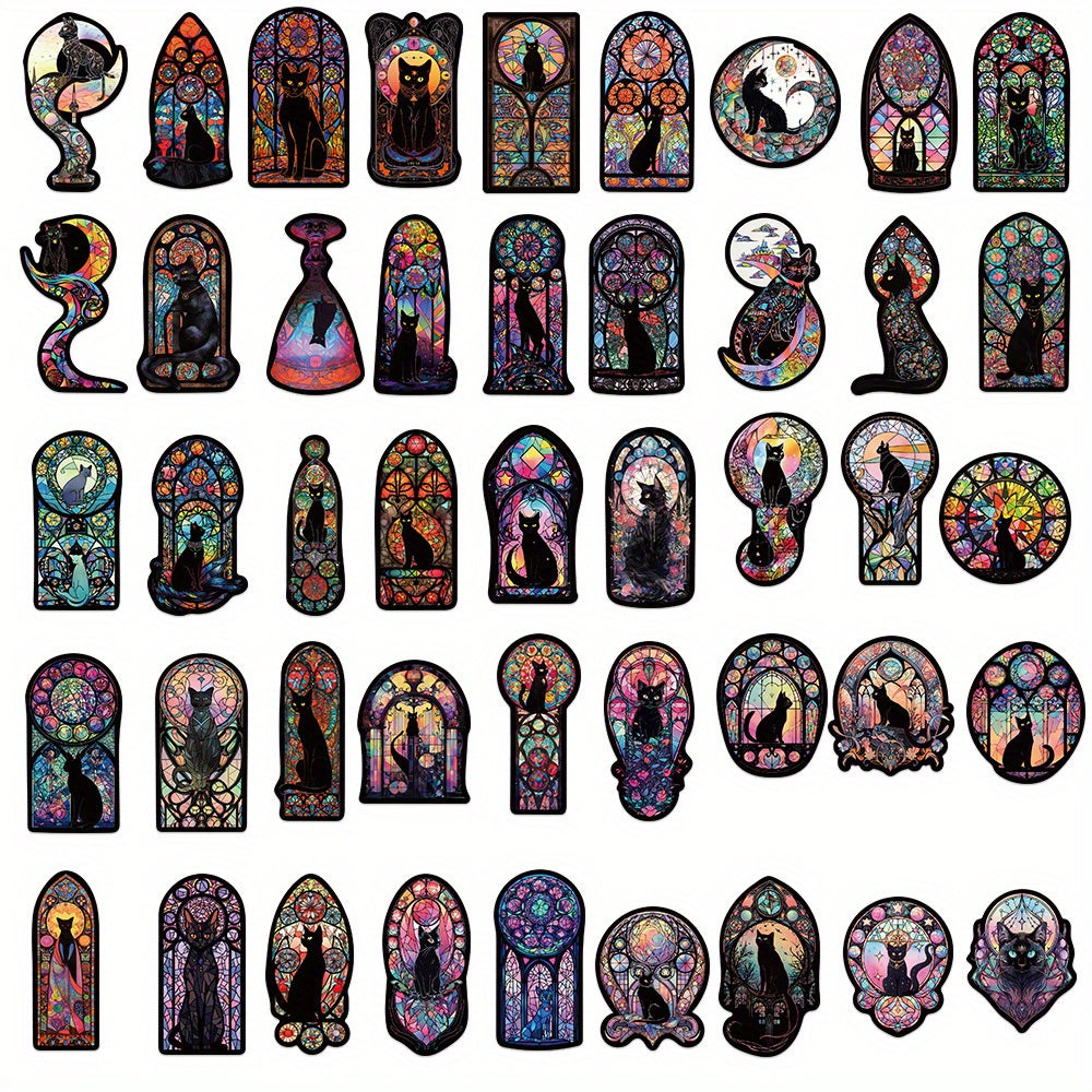 50pcs Dark Cat Stickers for Guitar Laptop Phone Waterproof Tarot Divination