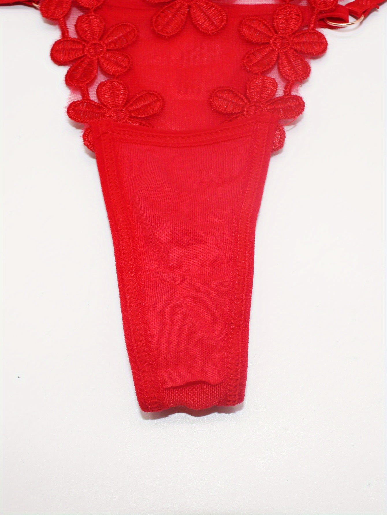 5 Pcs Floral Embroidery Thongs Sexy Sheer Mesh Panties