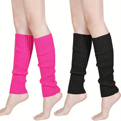 Knit Ribbed Leg Warmers Knee High Socks Women's Stockings
