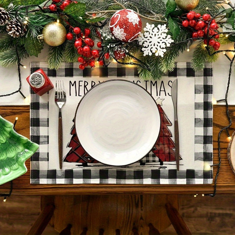 4pcs Red Snowman Let It Snow Winter Placemat Set