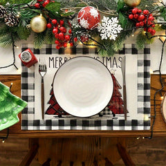 4pcs Red Snowman Let It Snow Winter Placemat Set