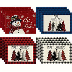 4pcs Red Snowman Let It Snow Winter Placemat Set
