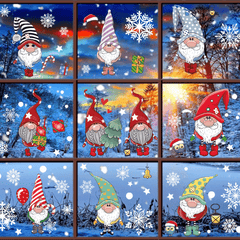 Christmas Window Clings Gnome Snowflake Window Stickers Decals Holiday Decor
