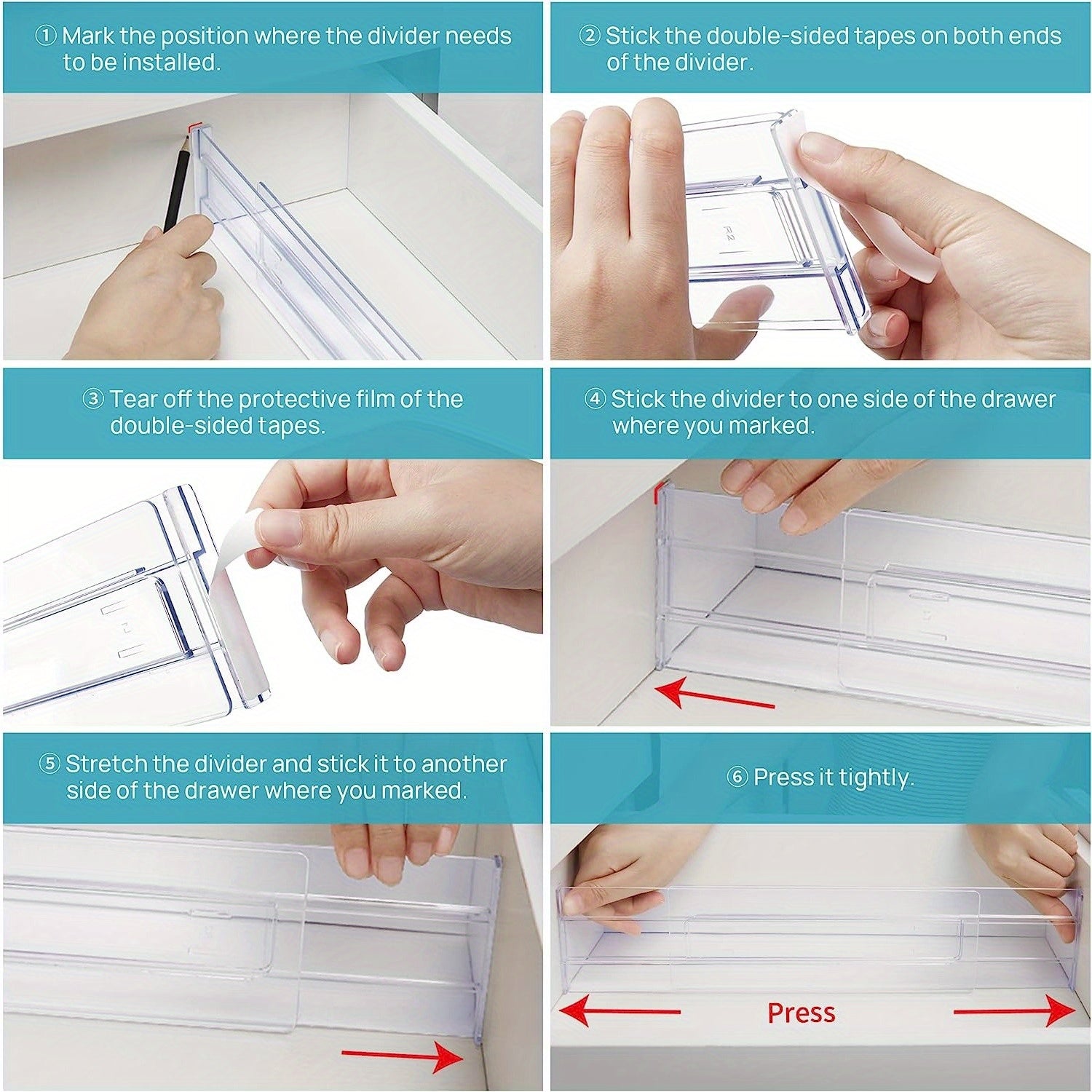 Adjustable Drawer Dividers Organizers Clear Plastic Separators