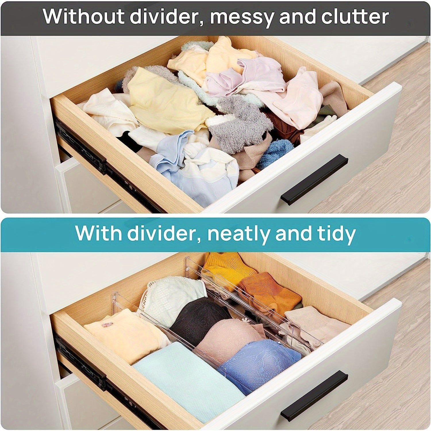 Adjustable Drawer Dividers Organizers Clear Plastic Separators