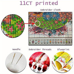 Needlework DIY Cross Stitch Kit Spring Landscape 11CT Printed Canvas