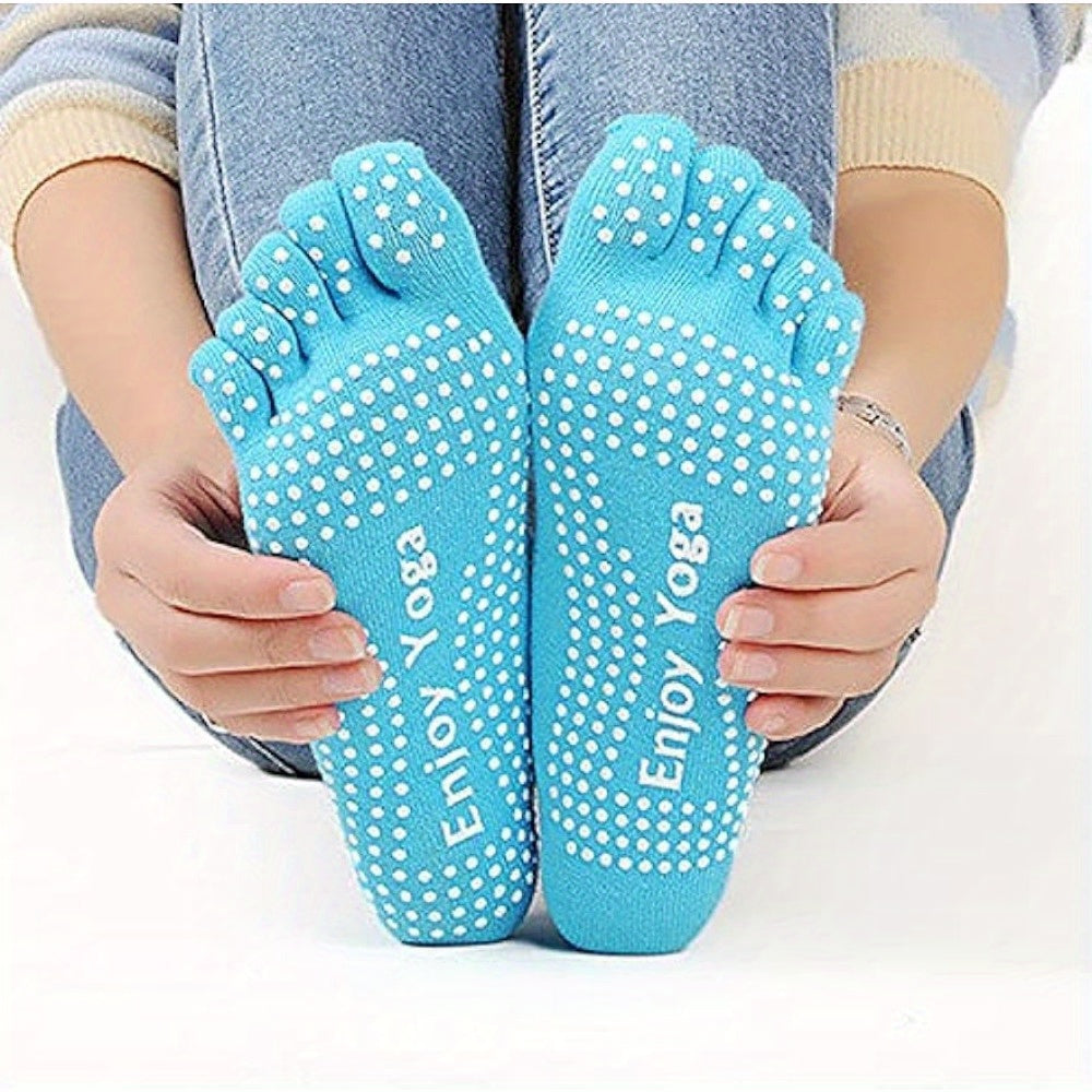 Women's Colorful Full Toe Grip Socks Non Slip Non Skid Gel Bottom
