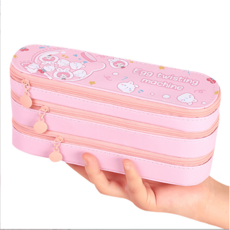 3-Layer Girl Heart Pencil Case Large Capacity Student Stationery