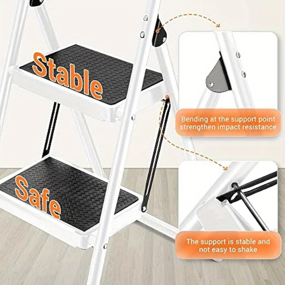Steel 2 Step Folding Step Ladder Anti Slip Sturdy Handgrip Step Stool