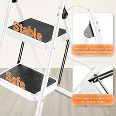 Steel 2 Step Folding Step Ladder Anti Slip Sturdy Handgrip Step Stool