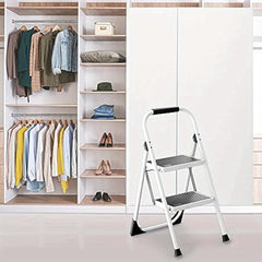 Steel 2 Step Folding Step Ladder Anti Slip Sturdy Handgrip Step Stool
