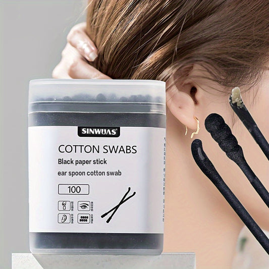 100pcs Disposable Cotton Swabs Double-sided Ear Cleaning