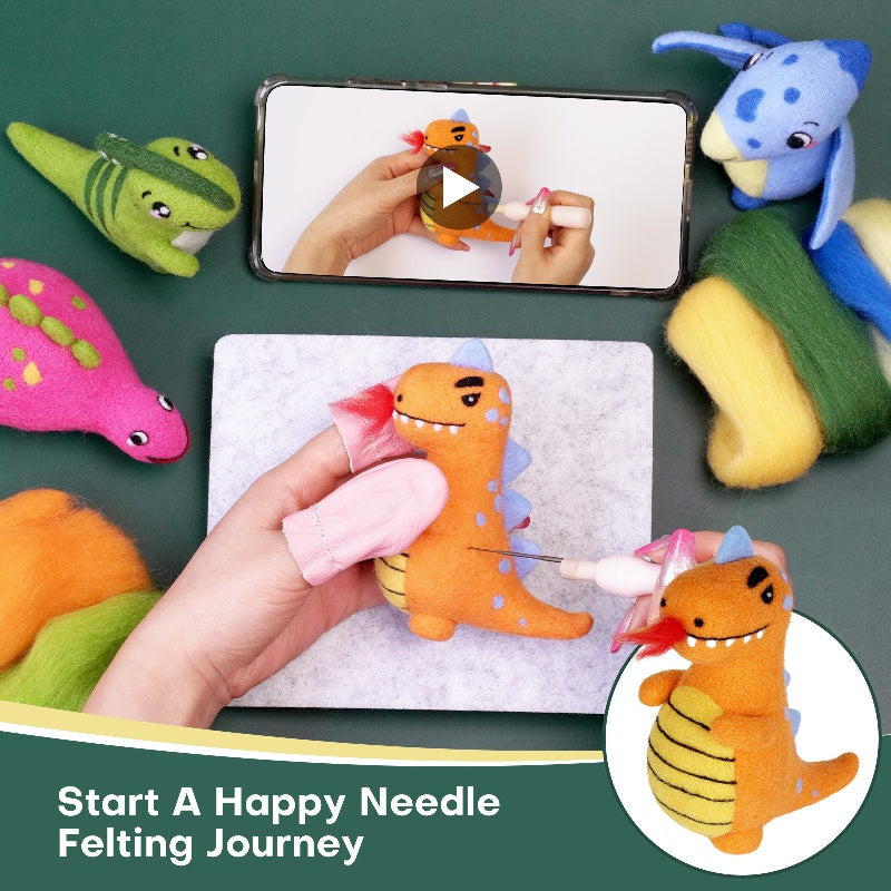 Wool Needle Felting Kit Dinosaur DIY Craft Starter Set