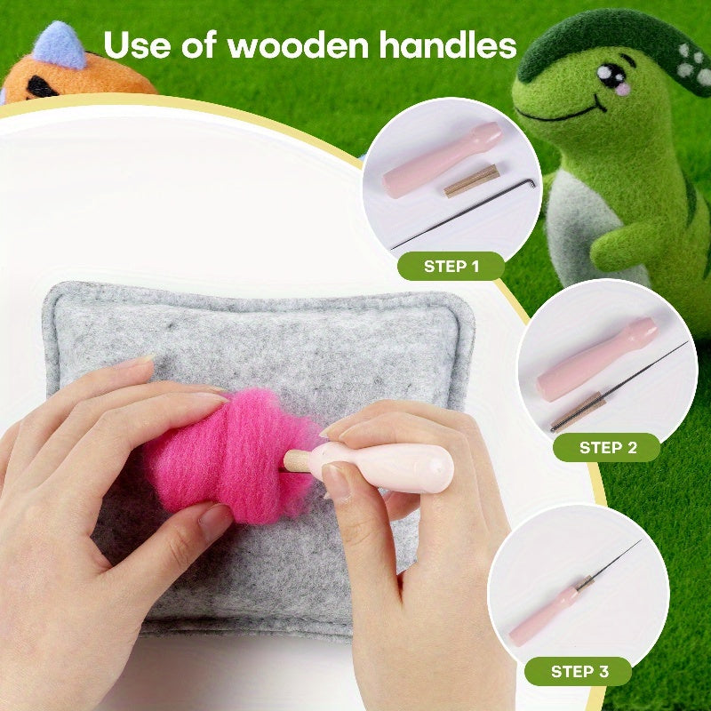 Wool Needle Felting Kit Dinosaur DIY Craft Starter Set