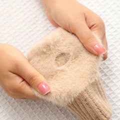 Plush Half Finger Gloves Touch Screen Winter Outdoor Gloves
