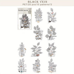 20 Large Waterproof Leaf Vein Stickers for Planners, Notebooks, Water Bottles