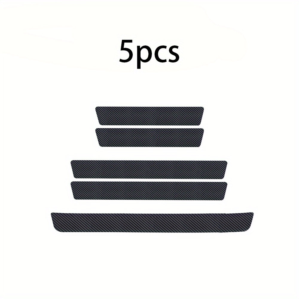 5pcs Carbon Fiber Vinyl Wrap Stickers: Car Door Sill Protectors