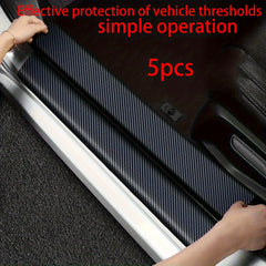 5pcs Carbon Fiber Vinyl Wrap Stickers: Car Door Sill Protectors